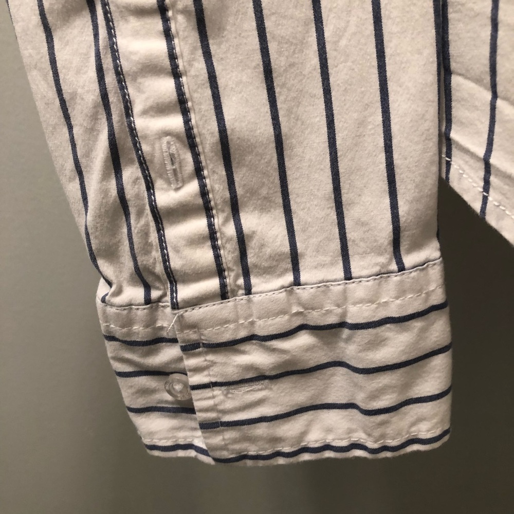 Hollister White Navy Striped Long Sleeved Shirt - Picture 4 of 7